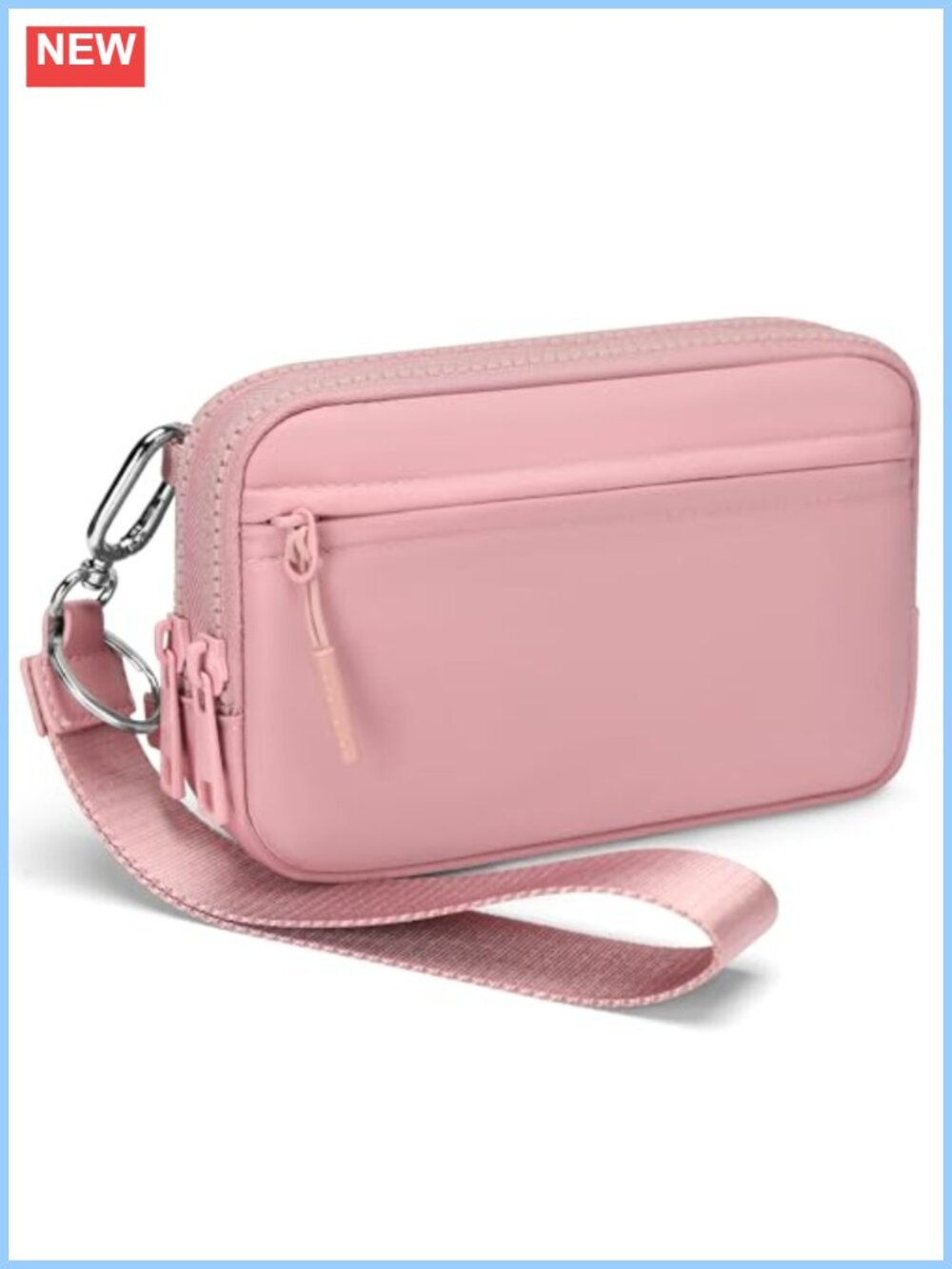 Nylon Wristlet Crossbody Bag RFID Multi-Zip Adjustable Strap